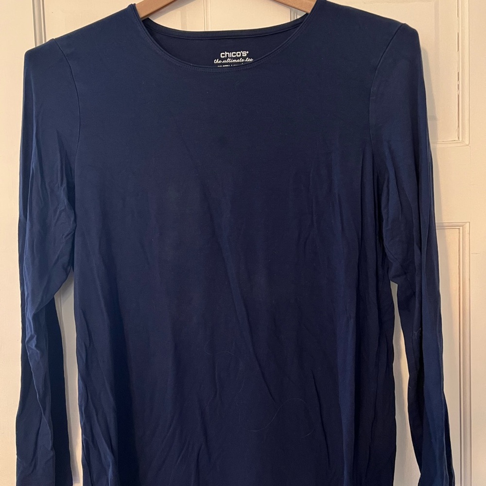 Chico's Deep Blue Long Sleeve Tee